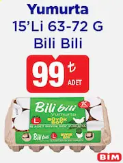 BİLİ BİLİ YUMURTA 15'Lİ 63-72 G